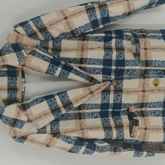 GYK Khaki Plaid Coat Size Large - Picture 2 of 8